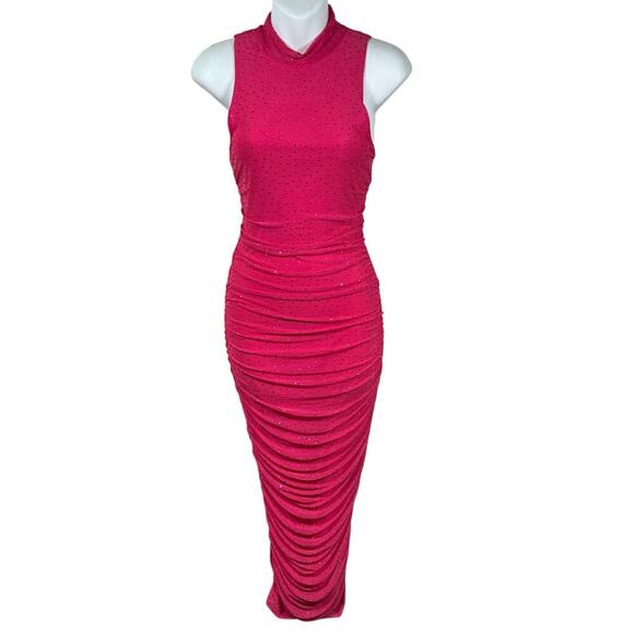 REVOLVE AFRM Sleeveless Sequin Long Dress Bodycon Barbie Pink Size Small NWT - Picture 1 of 7